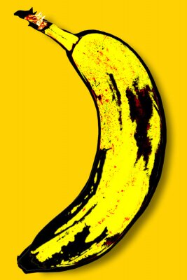 Poster Afbeelding van een banaan op een gele achtergrond