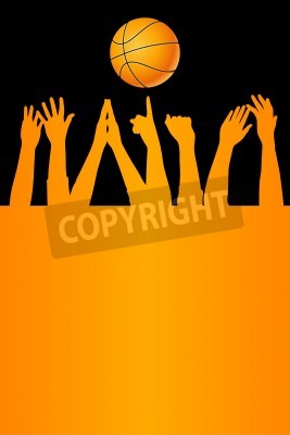 Poster Afbeelding van een basketbal boven handen