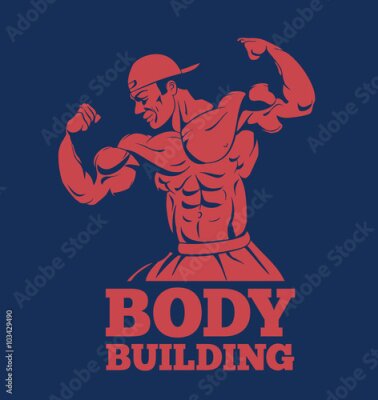 Poster Afbeelding van een bodybuilder met de woorden "Bodybuilding".