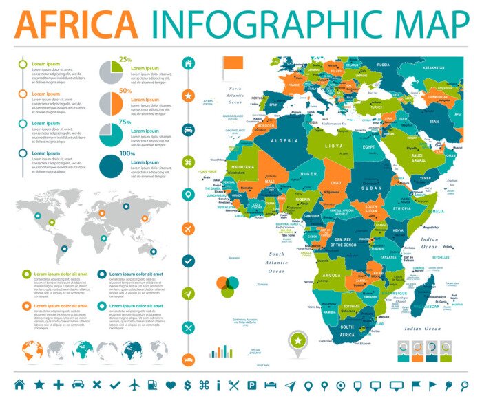Poster Afrika Kaart - Info Grafische Vector Illustratie