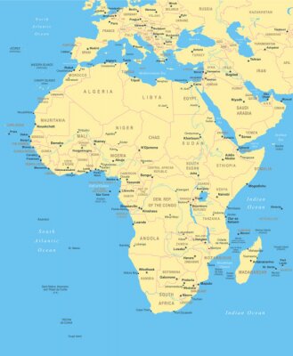 Afrika kaart - zeer gedetailleerde vector illustratie.