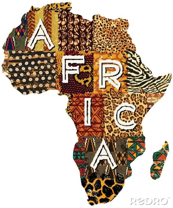 Poster Afrika patchwork vector kaart