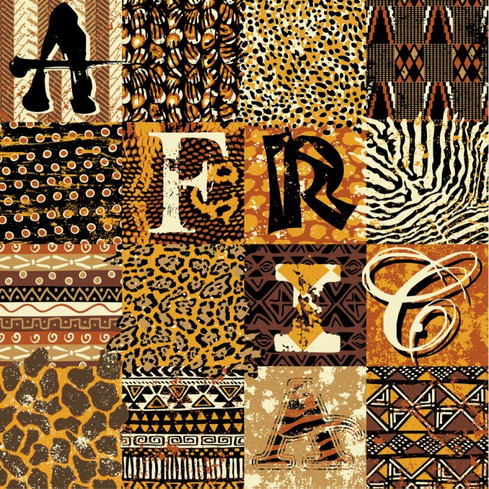 Poster Afrikaanse inscriptie met dierenmotieven