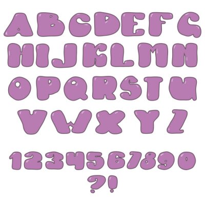 Alfabet en cijfers in paars