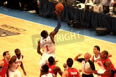 Poster Amare Stoudemire het verkrijgen van de bal tijdens NBA knicks match in Madison Square Garden