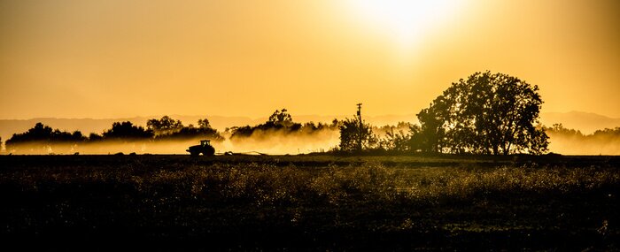 Poster American Ranch Backlit at sunset 