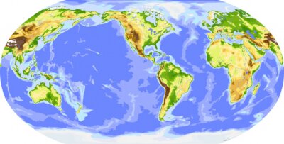 Amerika in het centrum van de wereldkaart