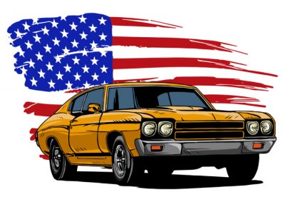 Poster Amerikaans voertuig in retrostijl