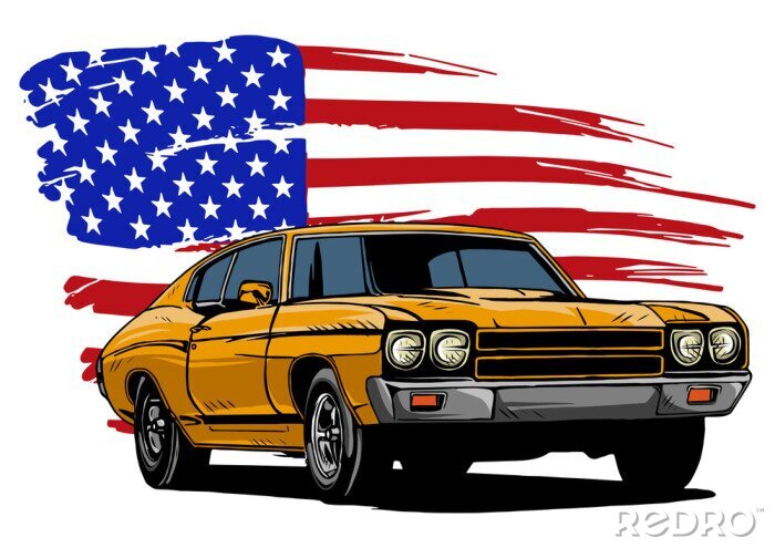 Poster Amerikaans voertuig in retrostijl