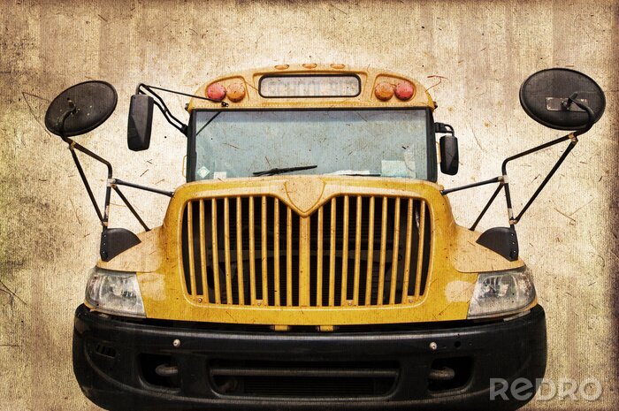 Poster Amerikaanse gele retro bus
