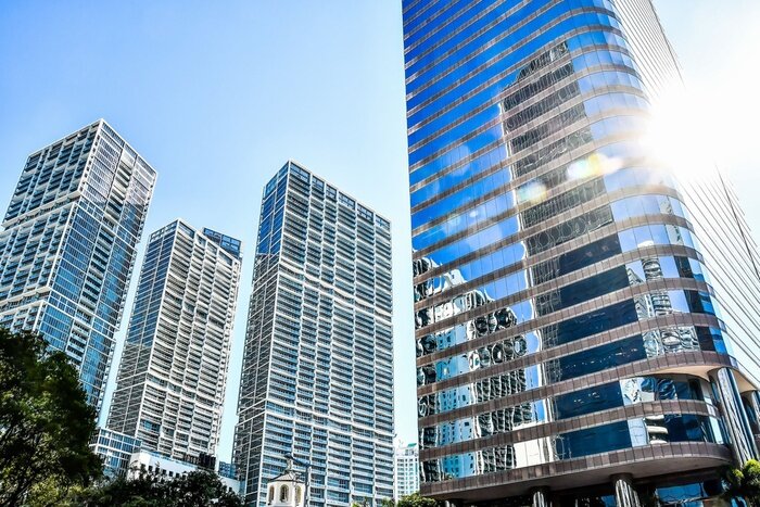 Poster Amerikaanse wolkenkrabbers in de zon