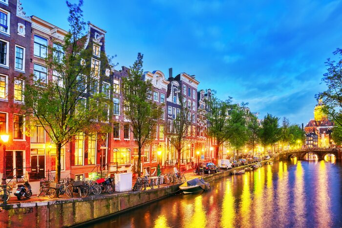 Poster Amsterdam am Abend