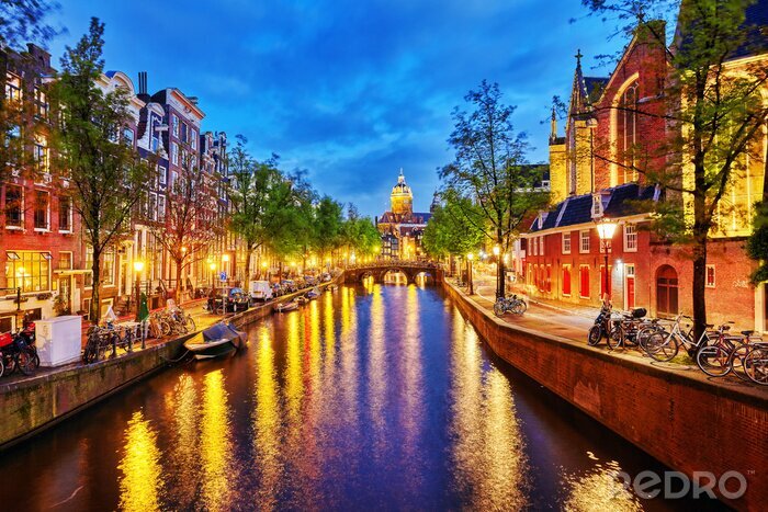 Poster Amsterdam mit Blick auf den Kanal