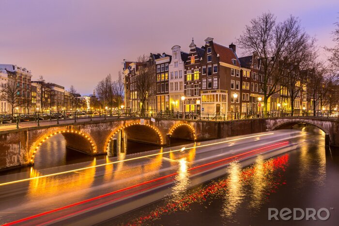Poster Amsterdam Niederlande am Abend