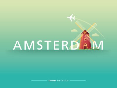 Poster Amsterdam typografische Illustration