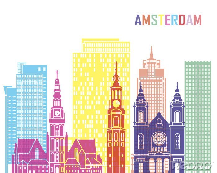 Poster Amsterdam_V2 skyline pop