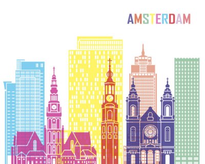Sticker Amsterdam_V2 skyline pop