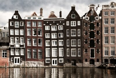 Poster Amsterdamer Häuser am Kanal