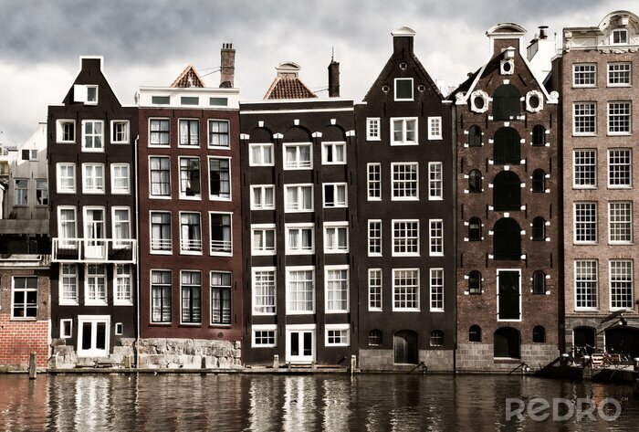 Poster Amsterdamer Häuser am Kanal