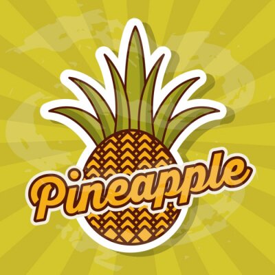 Sticker Ananas op een groene achtergrondafbeelding