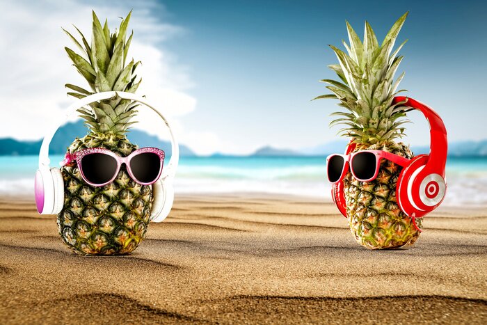 Poster Ananas op het strand