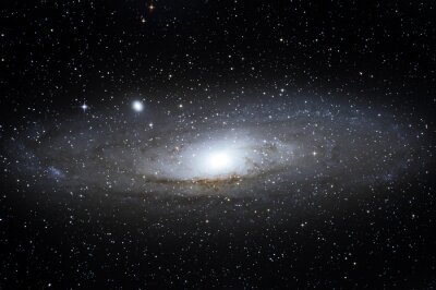 Andromeda-spiraalstelsel met een lichtpuntje in het midden