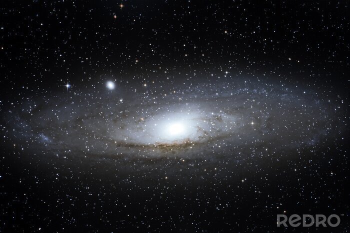 Poster Andromeda-spiraalstelsel met een lichtpuntje in het midden