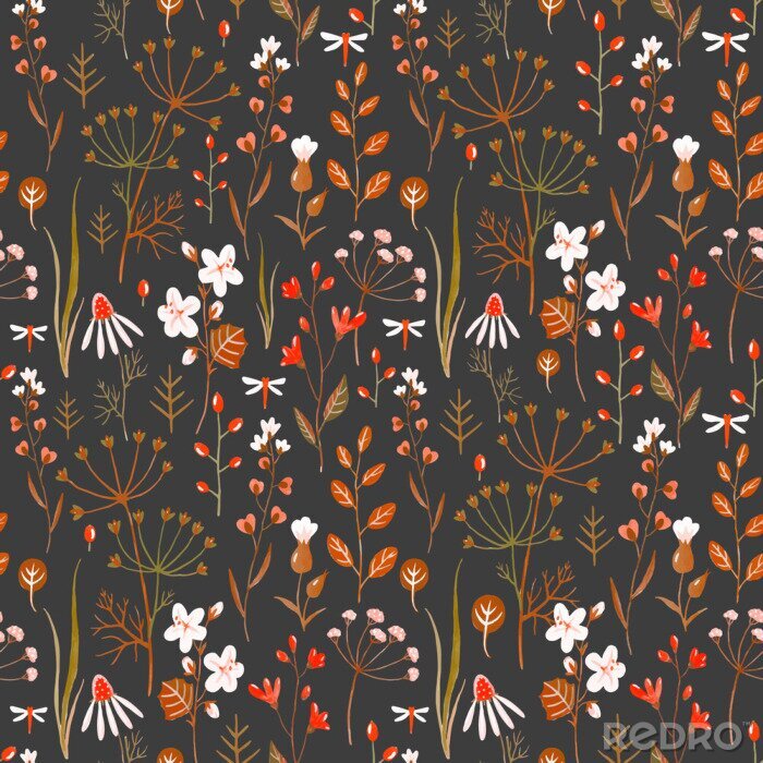 Poster Aquarel bloemen vector patroon