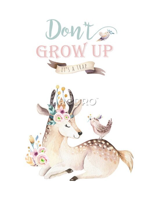 Poster Aquarel boho hert