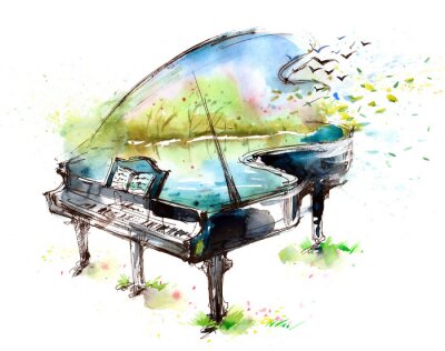 Aquarel concept van live muziek