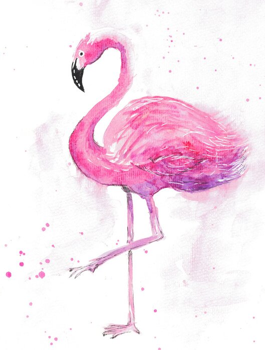 Poster Aquarel flamingo op een lichte achtergrond