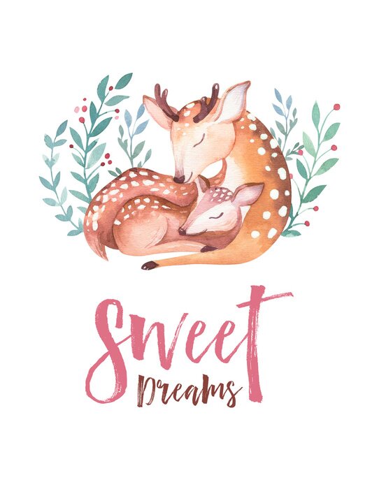Poster Aquarel herten slapen