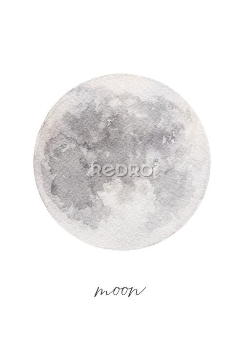 Poster Aquarel minimalistische maan