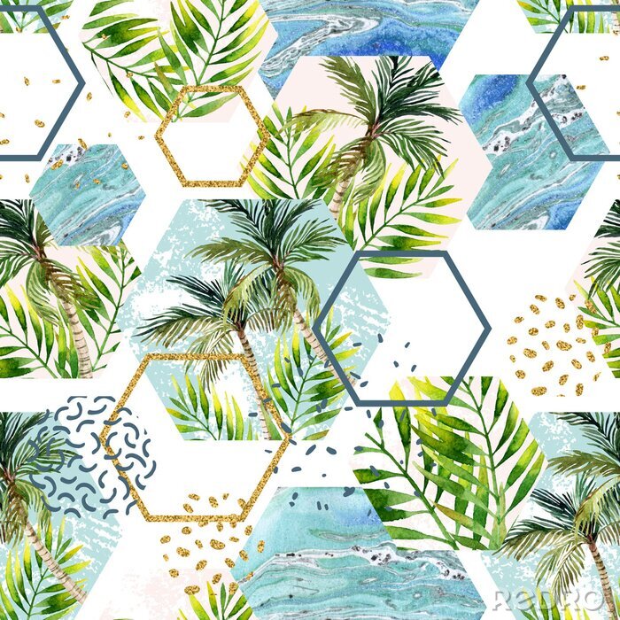 Poster Aquarel palmbladeren