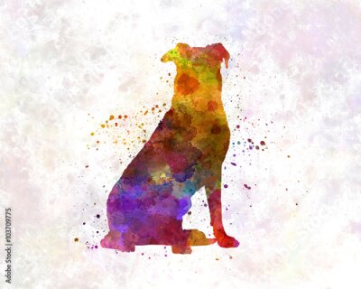 Poster Aquarel silhouet van een hond