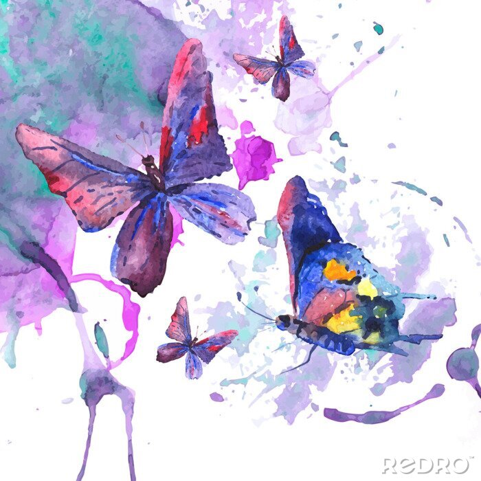 Poster Aquarel vlinders natuur thema