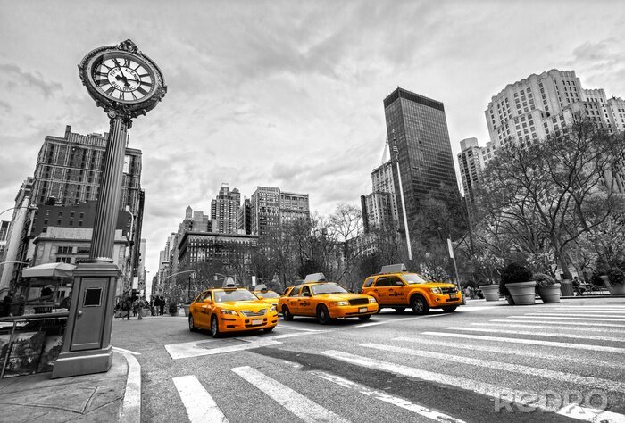 Poster Architectuur en gele taxi's