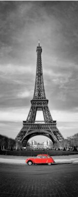 Architectuur en rode auto