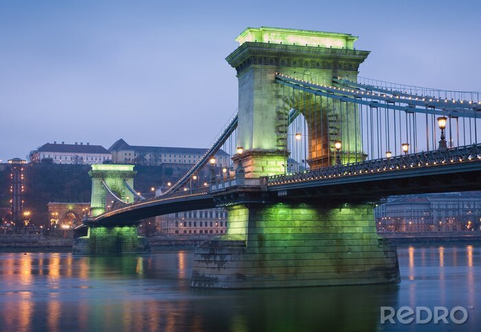 Poster Architectuur verlicht door lampen