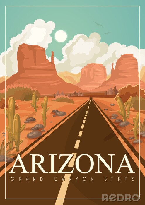 Poster Arizona vector Amerikaanse poster. reizen illustratie USA. Verenigde Staten van Amerika wenskaart