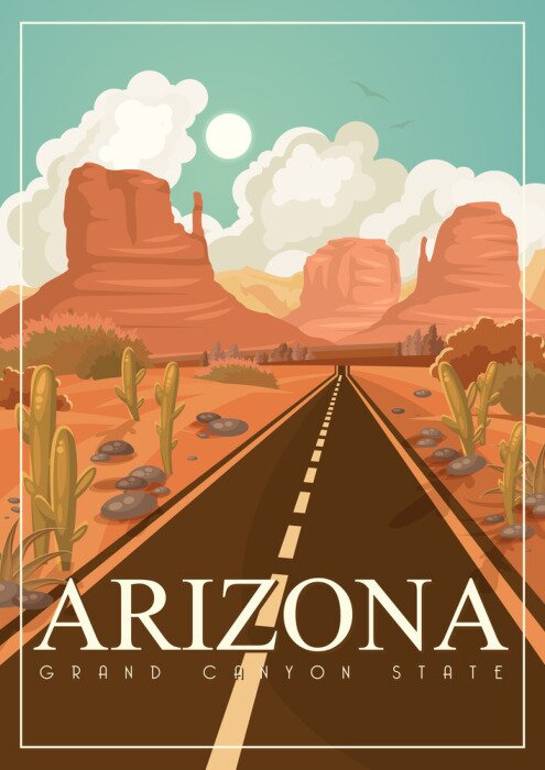Poster Arizona vector Amerikaanse poster. reizen illustratie USA. Verenigde Staten van Amerika wenskaart