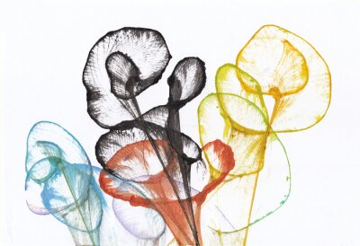 Poster Art Abstract Flowers. Handwaterverf het schilderen op papier.
