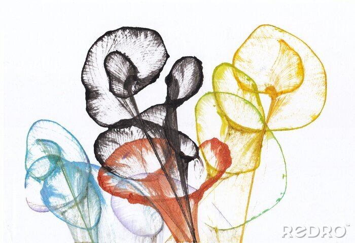 Poster Art Abstract Flowers. Handwaterverf het schilderen op papier.