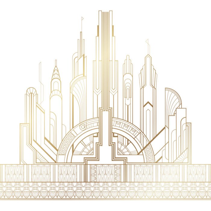 Poster Art deco architectuur op witte achtergrond