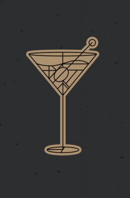 Poster Art deco martini cocktail