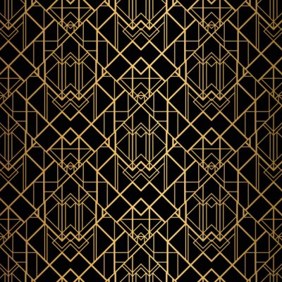 Art Deco Pattern. Seamless black and gold background.