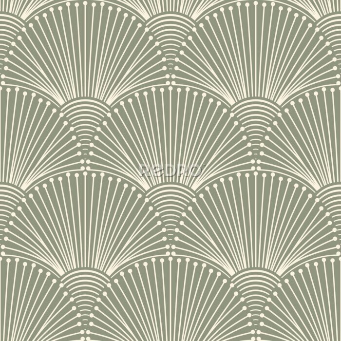 Poster Art Deco Scallops Grid Pattern