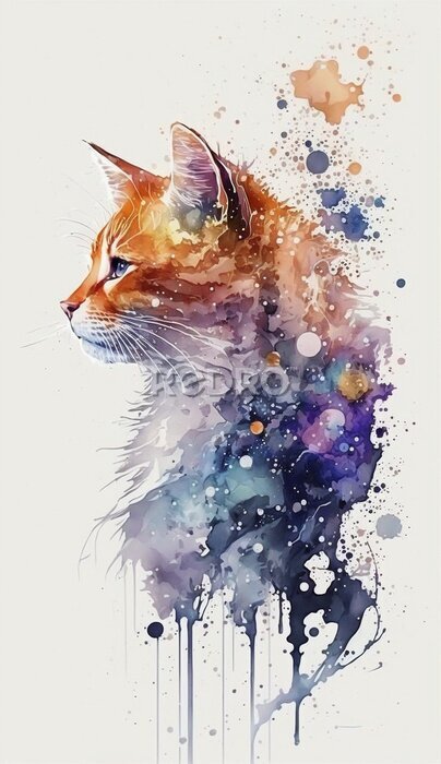 Poster Artistiek portret van een kat
