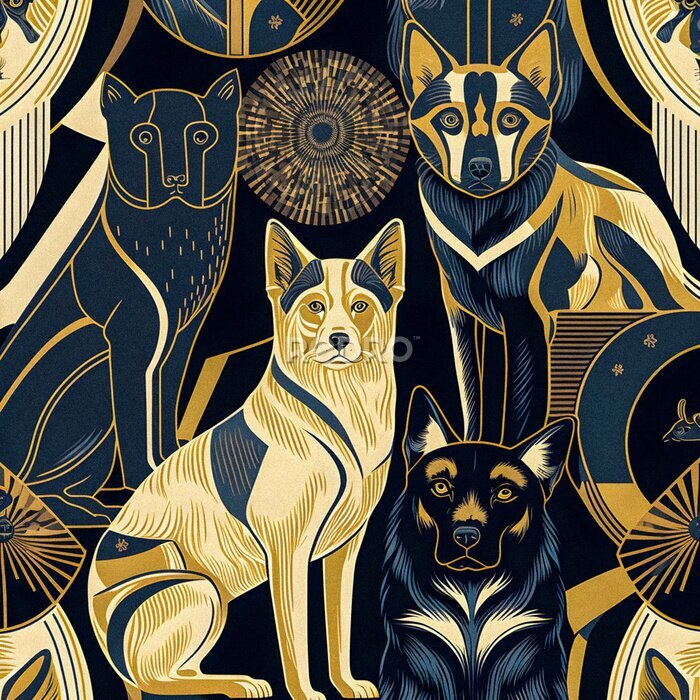 Poster Artistieke illustratie met honden