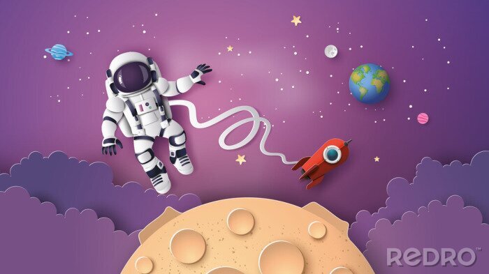 Poster Astronaut Astronaut zweeft in de stratosfeer.